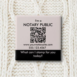 Roze zwarte Notarische Openbare Logo Voeg QR Code Vierkante Button 5,1 Cm