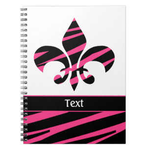 Roze zwarte olievleer van de lis Zebra Pattern Notitieboek