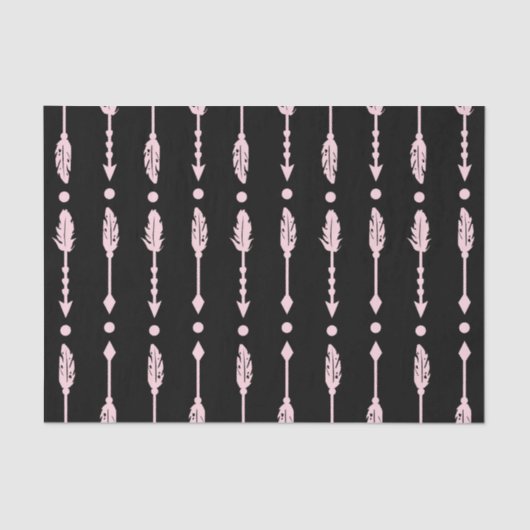 Roze & Zwarte Pijlen Wild ONE 1e Verjaardagsfeest Tissuepapier (Voorkant)