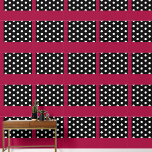 Roze Zwarte Polka Dot Peel en Stick Wallpaper Behang
