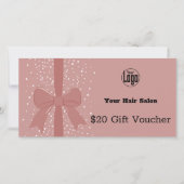 Roze Zwarte QR Code Salon Notitie Cadeaubon Kaart (Voorkant)