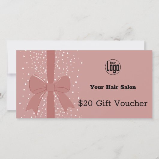 Roze Zwarte QR Code Salon Notitie Cadeaubon Kaart (Voorkant)