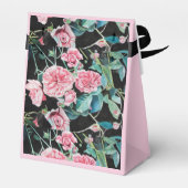 Roze zwarte Roos Floral Weddenschap Cake Favor Box Bedankdoosjes (Achterkant)