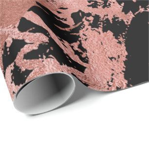 Roze zwarte roze goudkleurige zwarte vlekvormig me cadeaupapier