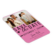 Roze & Zwarte Save the Date 2 Foto Bruiloft Magneet (Rechterzijde)