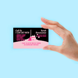 Roze Zwarte Schoonmaakdienst Dienstmeid Schoonmaak Visitekaartje