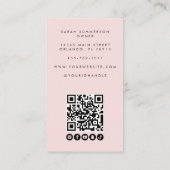 Roze Zwarte Script Foto QR Code Kapper Visitekaartje (Achterkant)