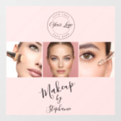 Roze Zwarte Script Uw Logo 3 Foto Make-up Raamsticker (Vel)