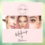 Roze Zwarte Script Uw Logo 3 Foto Make-up Raamsticker (Vel 3)