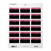 Roze zwarte sparkly Glitter Bruske Stroke Etiket (Full Sheet)