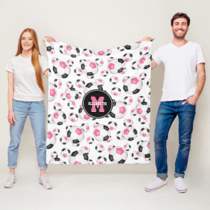 roze zwarte sportfilm voetbal decor fleece deken