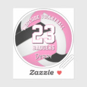 Roze zwarte sportteam kleuren volleybalspeler sticker (Vel)
