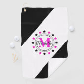 Roze zwarte sterren Monogram Golfhanddoek (Insitu)