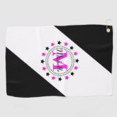 Roze zwarte sterren Monogram Golfhanddoek (Horizontaal)