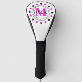 Roze zwarte sterren Monogram Golfheadcover (Voorkant)