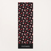 Roze Zwarte Stip Cirkel Geometrisch Patroon Retro  Yogamat (Voorkant)