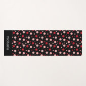 Roze Zwarte Stip Cirkel Geometrisch Patroon Retro  Yogamat (Voorkant (horizontaal))