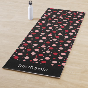 Roze Zwarte Stip Cirkel Geometrisch Patroon Retro Yogamat