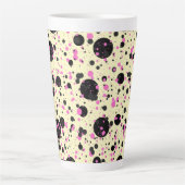Roze & Zwarte Stip Glam Patroon Latte Mok (Voorkant)