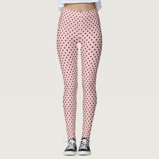 Roze zwarte stip leggings (Voorkant)