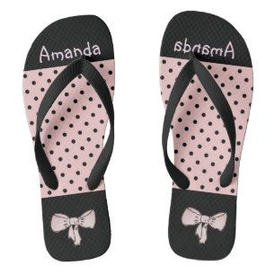 Roze zwarte stip teenslippers