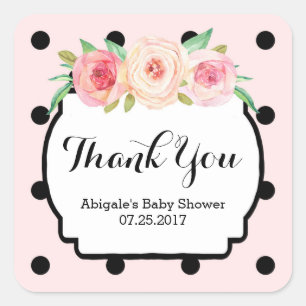 Roze zwarte Stippen Florenz Baby shower Favor Tags