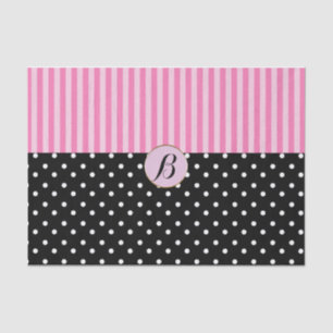 Roze Zwarte Stippen Strepen Modern Paris Chic Tissuepapier
