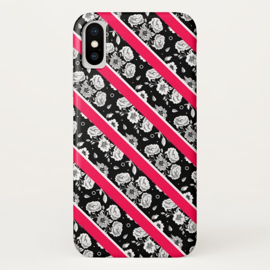 Roze zwarte strepen Case-Mate iPhone case (Achterkant)