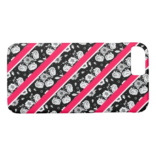 Roze zwarte strepen Case-Mate iPhone case (Achterkant (Horizontaal))