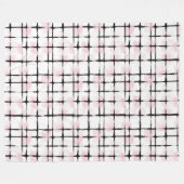 Roze Zwarte Strepen  Fleece Deken (Voorkant (Horizontaal))