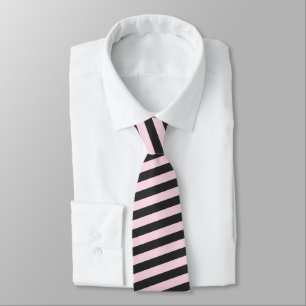 Roze & Zwarte Strepen Groom Groomsmen Naam Fun Fac Stropdas