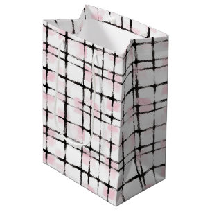 Roze Zwarte Strepen Verjaardag Medium Cadeauzakje