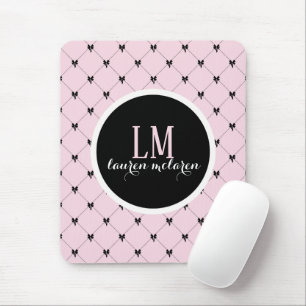 Roze & Zwarte Strik Monogram Muismat