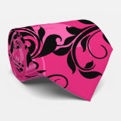 Roze, zwarte Stropdas met schuifwiel (Opgerold)