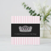 Roze Zwarte Tiara Princess Baby shower Kaart (Staand voorkant)
