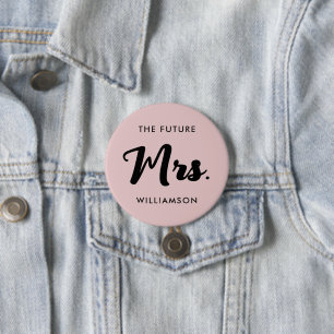 Roze Zwarte Toekomst Mrs Achternaam Gaat Trouwen Ronde Button 7,6 Cm