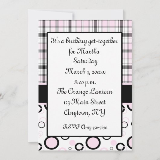 Roze zwarte uitnodiging (Voorkant)