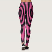 Roze zwarte verticale streep-halloween leggings (Achterkant)