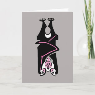 Roze & Zwarte VLEERMUIS- Wilde dieren - Wenskaart Kaart