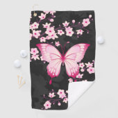 Roze zwarte vlinder en torenbloesems golfhanddoek (Insitu)