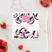 Roze zwarte volleybal feest meisjes verjaardag servet (Insitu)