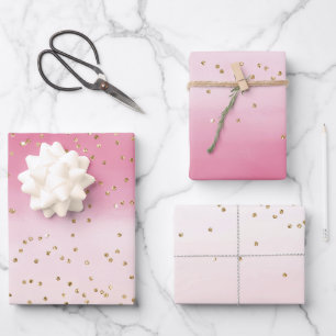 Roze zwarte Waterverf Gold Glitz Sparkle Inpakpapier Vel