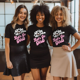 Roze Zwarte Western Laten we gaan Meiden Bachelore T-shirt