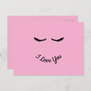 Roze zwarte wimpers Glam gepersonaliseerd Briefkaart