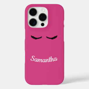 Roze Zwarte Wimpers Glam Verjaardag iPhone 16 Pro Hoesje