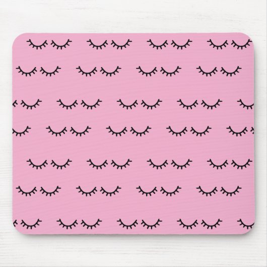 Roze Zwarte Wimpers Muismat (Voorkant)