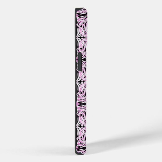 Roze zwarte witte Abstracte Curvy Herhalingspatroo Case-Mate iPhone Case (Achterkant / Rechts)