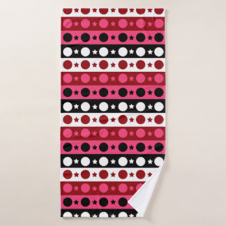 Roze Zwarte Witte Cirkel Sterren Stripes Design Badhanddoek