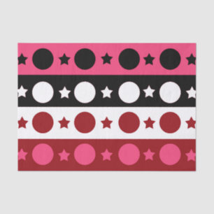 Roze Zwarte Witte Cirkel Sterren Stripes Design Tissuepapier