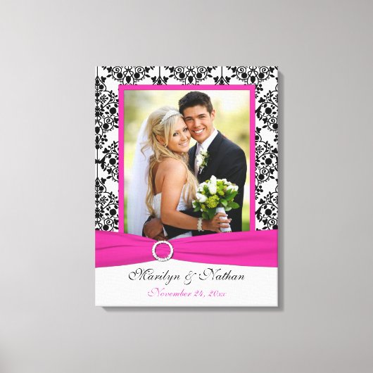 Roze, zwarte, witte, Damask Wedding Canvas Afdruk (Voorkant)
